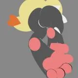 Braixen showing butt and paws