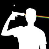 BOOM HEAD SHOOT, Gun Head Silhouette, rainbow