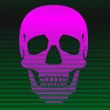 Purple Skull on Green Paper
